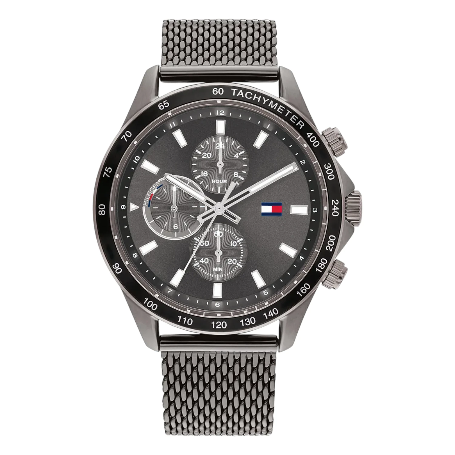 Tommy Hilfiger Herrklocka Grå Mesh Dual Time