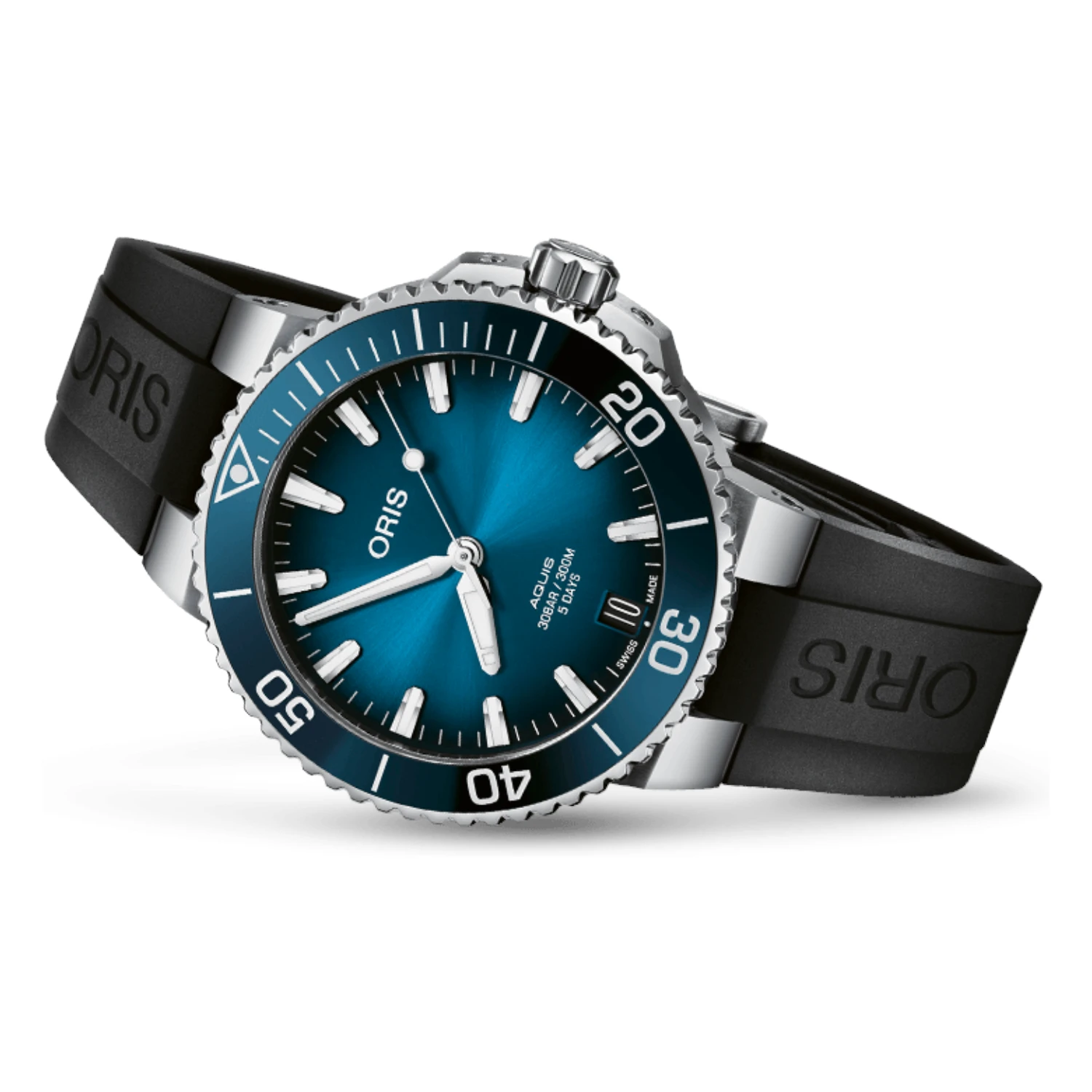 Oris Aquis Date Calibre 400 Automatic Blå Svart Gummi
