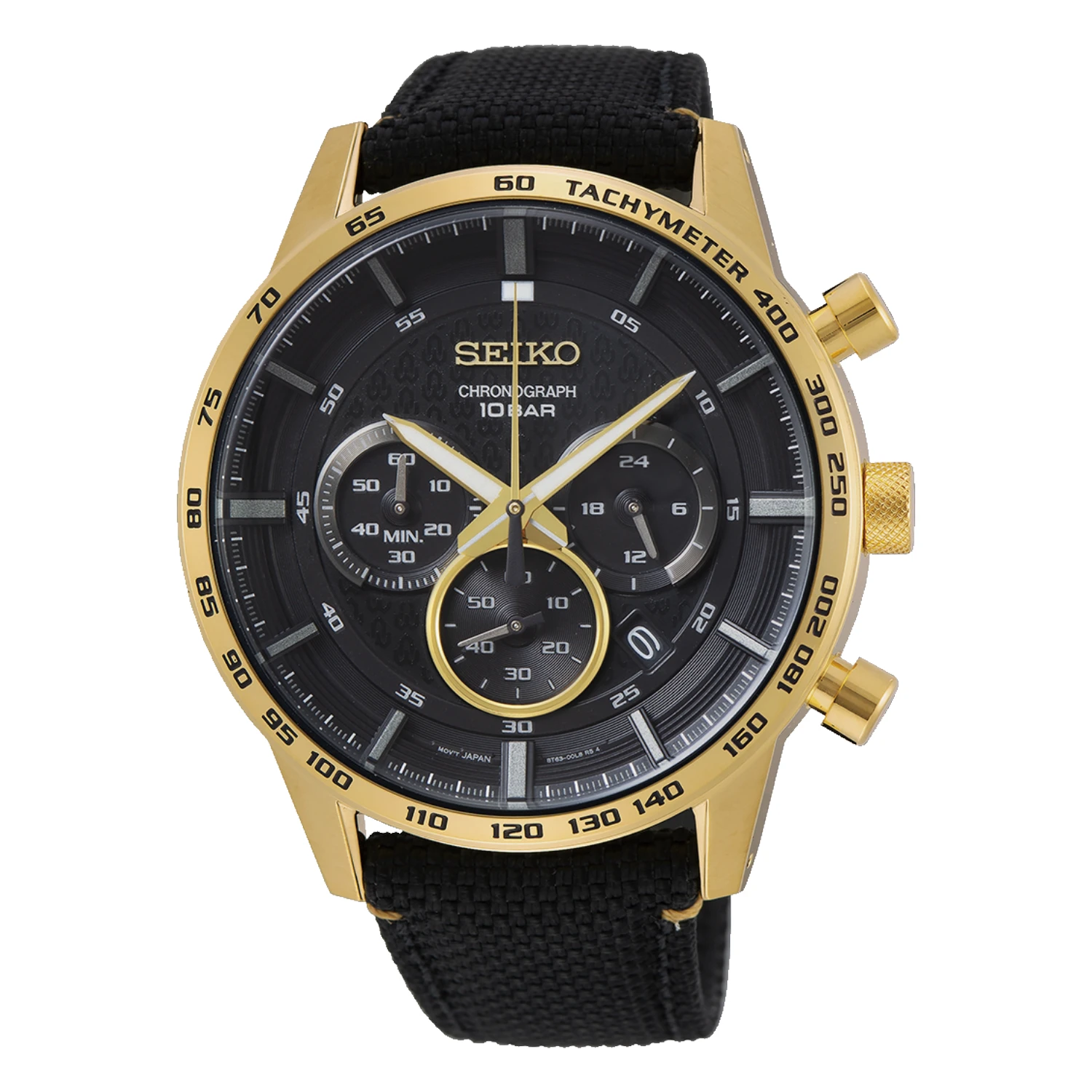 Seiko Chronograph Guldfärgad Svart Nylon